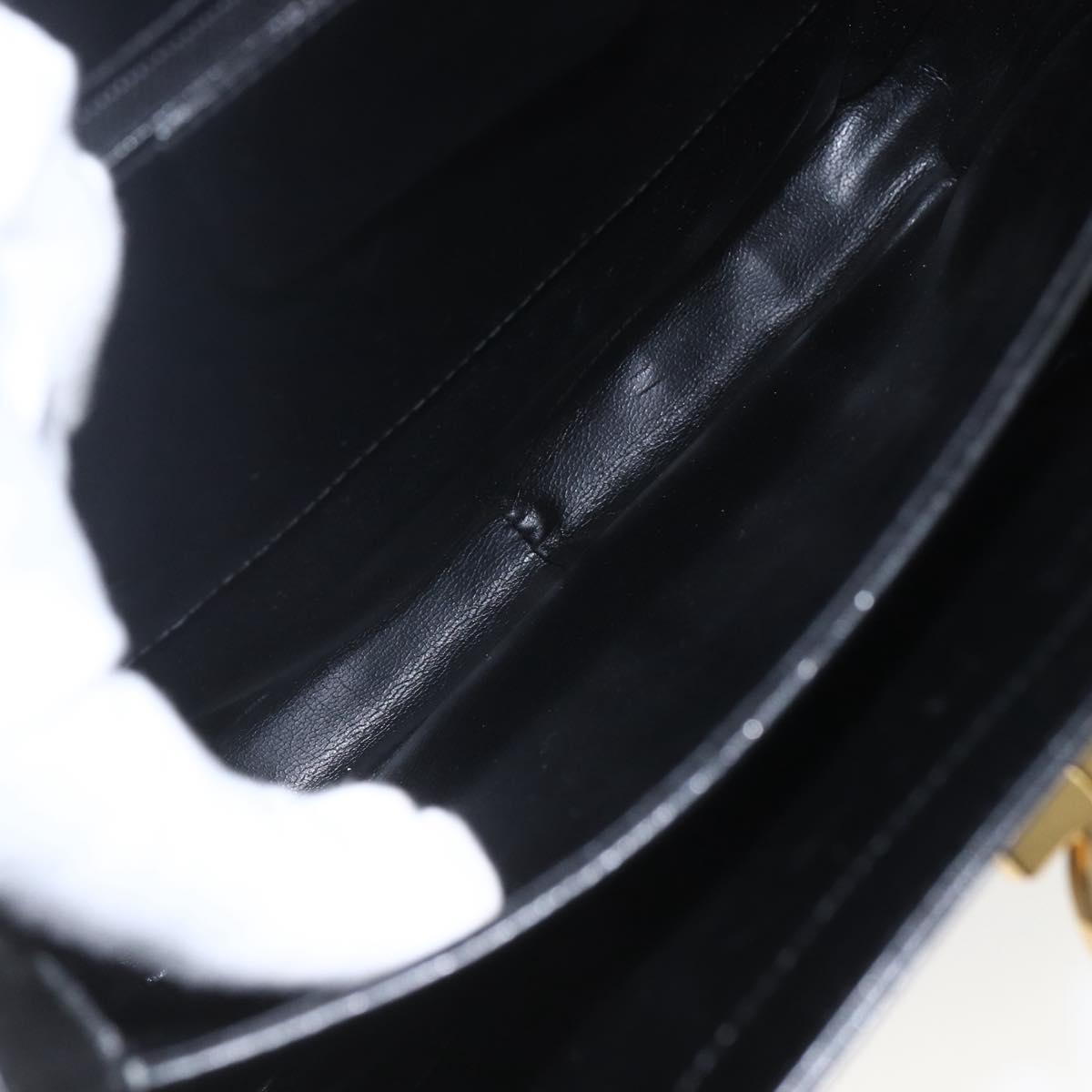 Salvatore Ferragamo Gancini Hand Bag Leather Black Gold Auth 164903