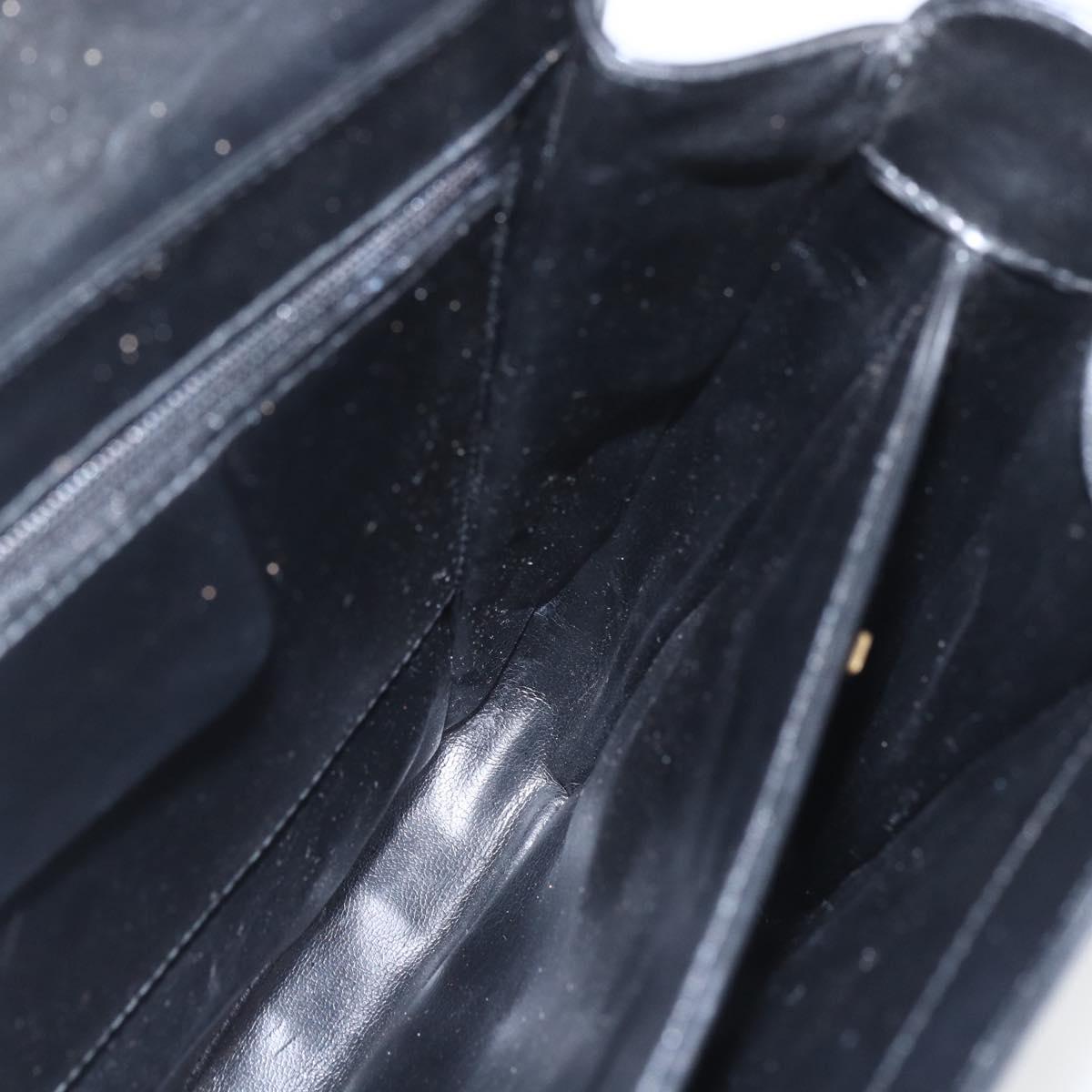 Salvatore Ferragamo Gancini Hand Bag Leather Black Gold Auth 164903