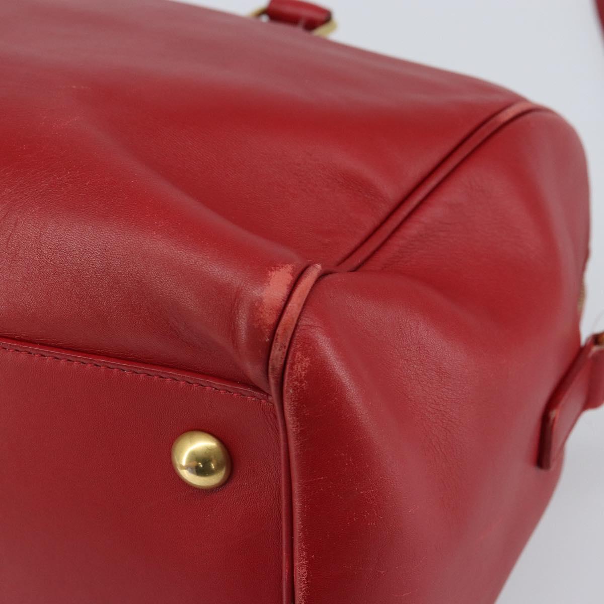 SAINT LAURENT Duffel Hand Bag Leather 2way Red Gold 322049 Auth 164904