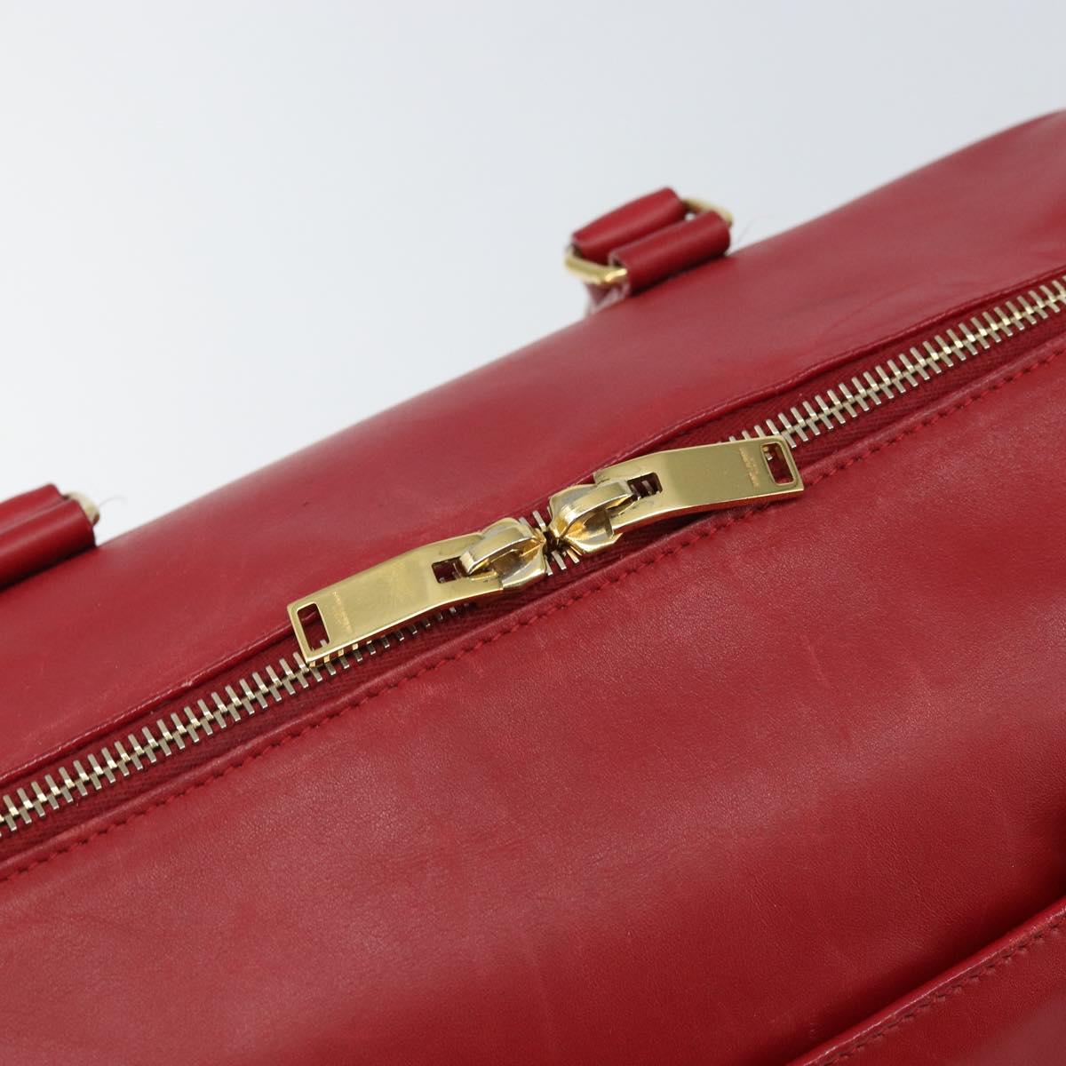 SAINT LAURENT Duffel Hand Bag Leather 2way Red Gold 322049 Auth 164904