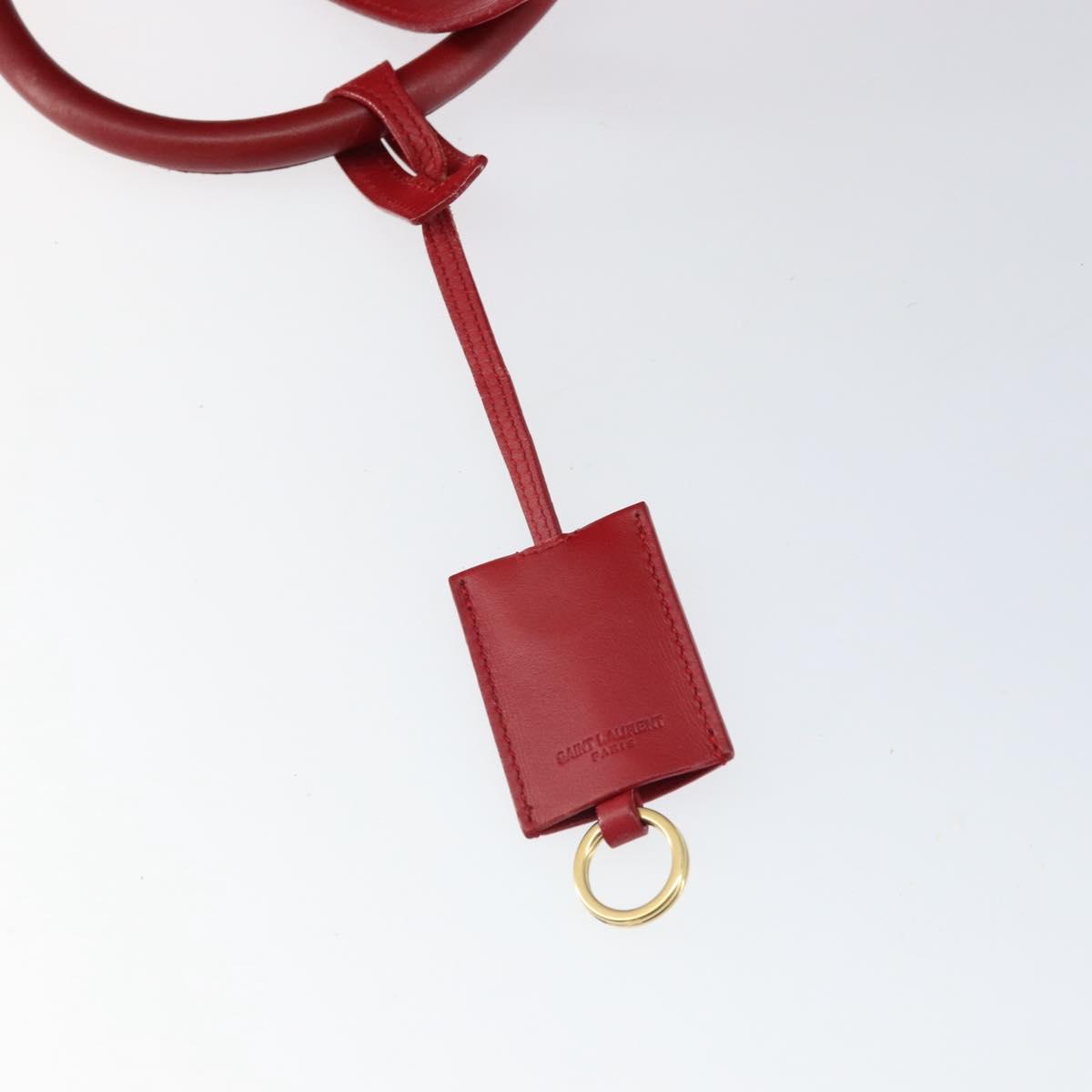 SAINT LAURENT Duffel Hand Bag Leather 2way Red Gold 322049 Auth 164904