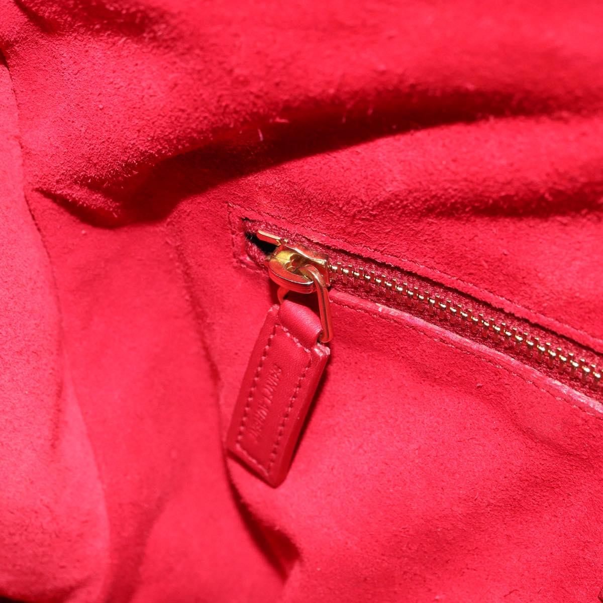 SAINT LAURENT Duffel Hand Bag Leather 2way Red Gold 322049 Auth 164904