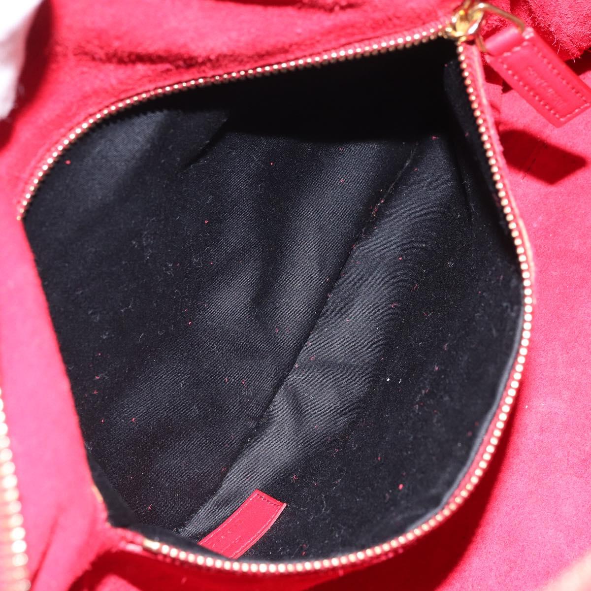 SAINT LAURENT Duffel Hand Bag Leather 2way Red Gold 322049 Auth 164904