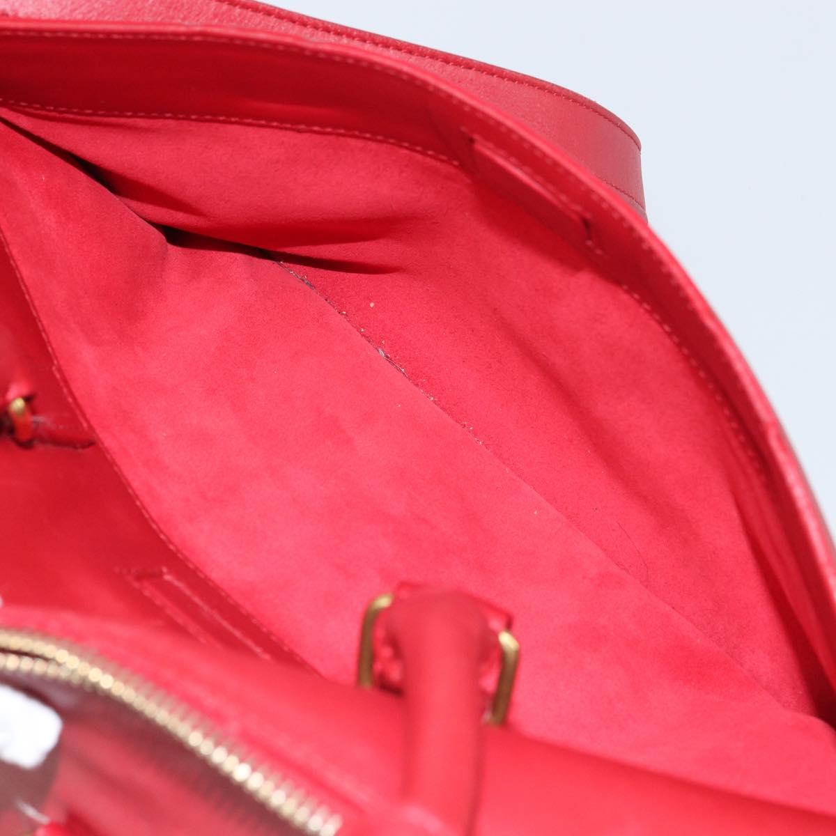 SAINT LAURENT Duffel Hand Bag Leather 2way Red Gold 322049 Auth 164904