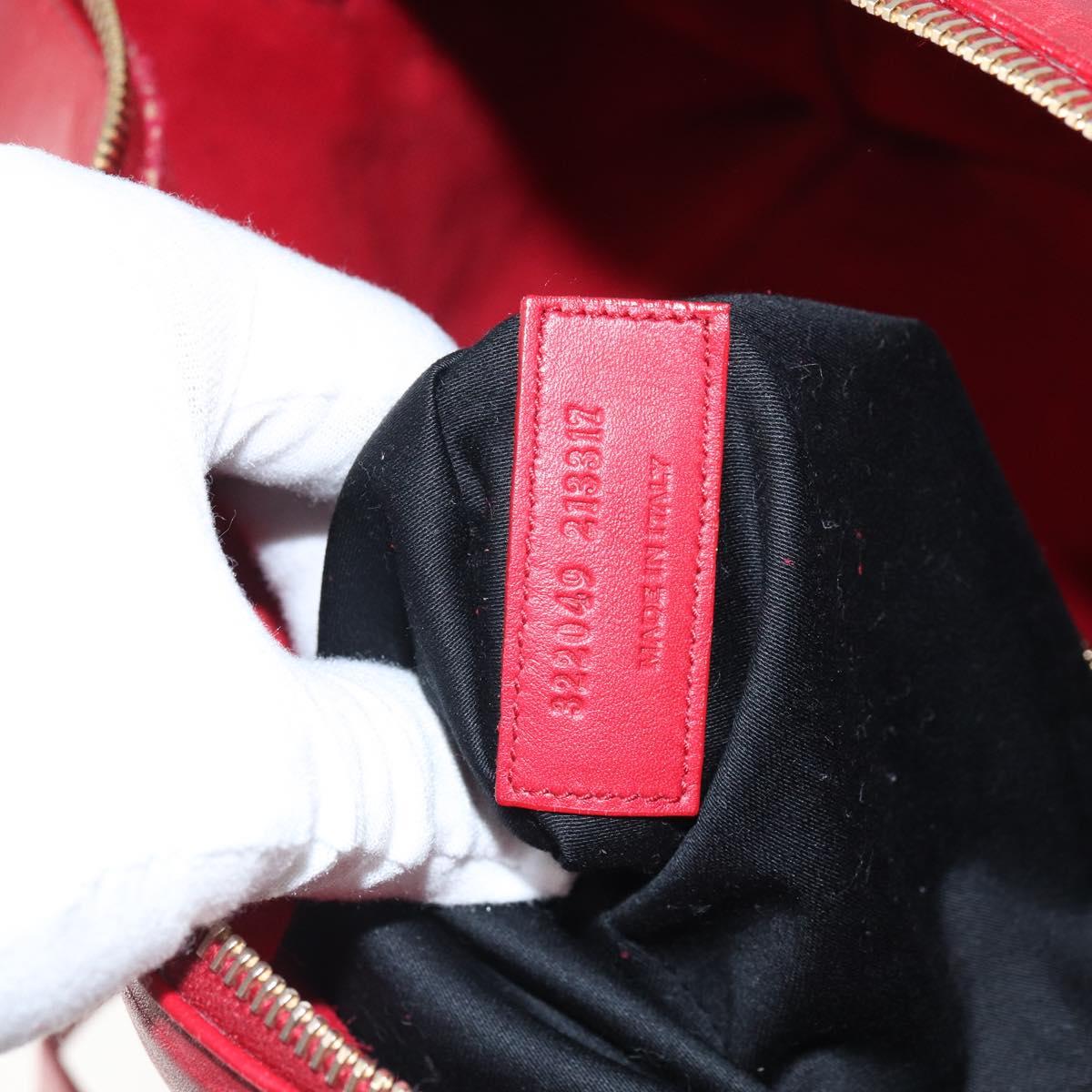 SAINT LAURENT Duffel Hand Bag Leather 2way Red Gold 322049 Auth 164904