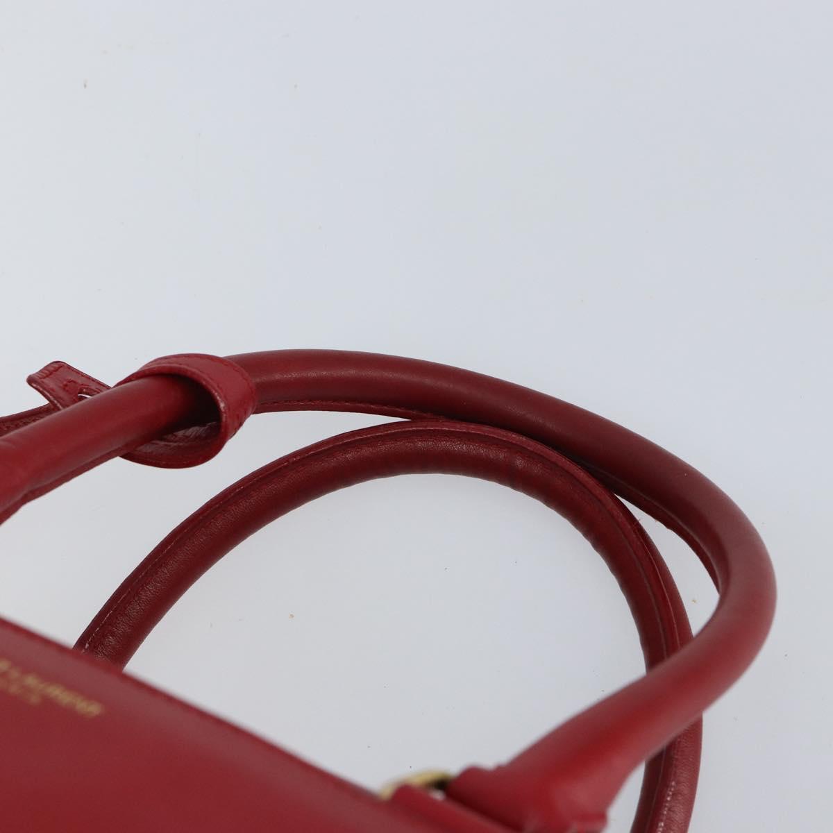 SAINT LAURENT Duffel Hand Bag Leather 2way Red Gold 322049 Auth 164904