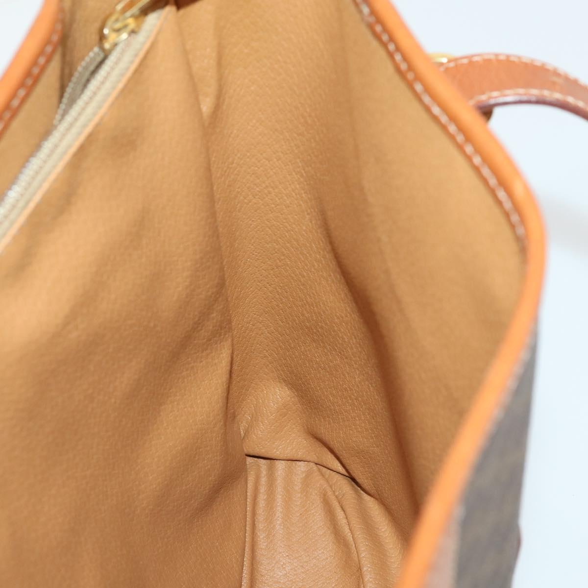 CELINE Macadam Canvas Tote Bag PVC Leather Brown Gold Auth 164910