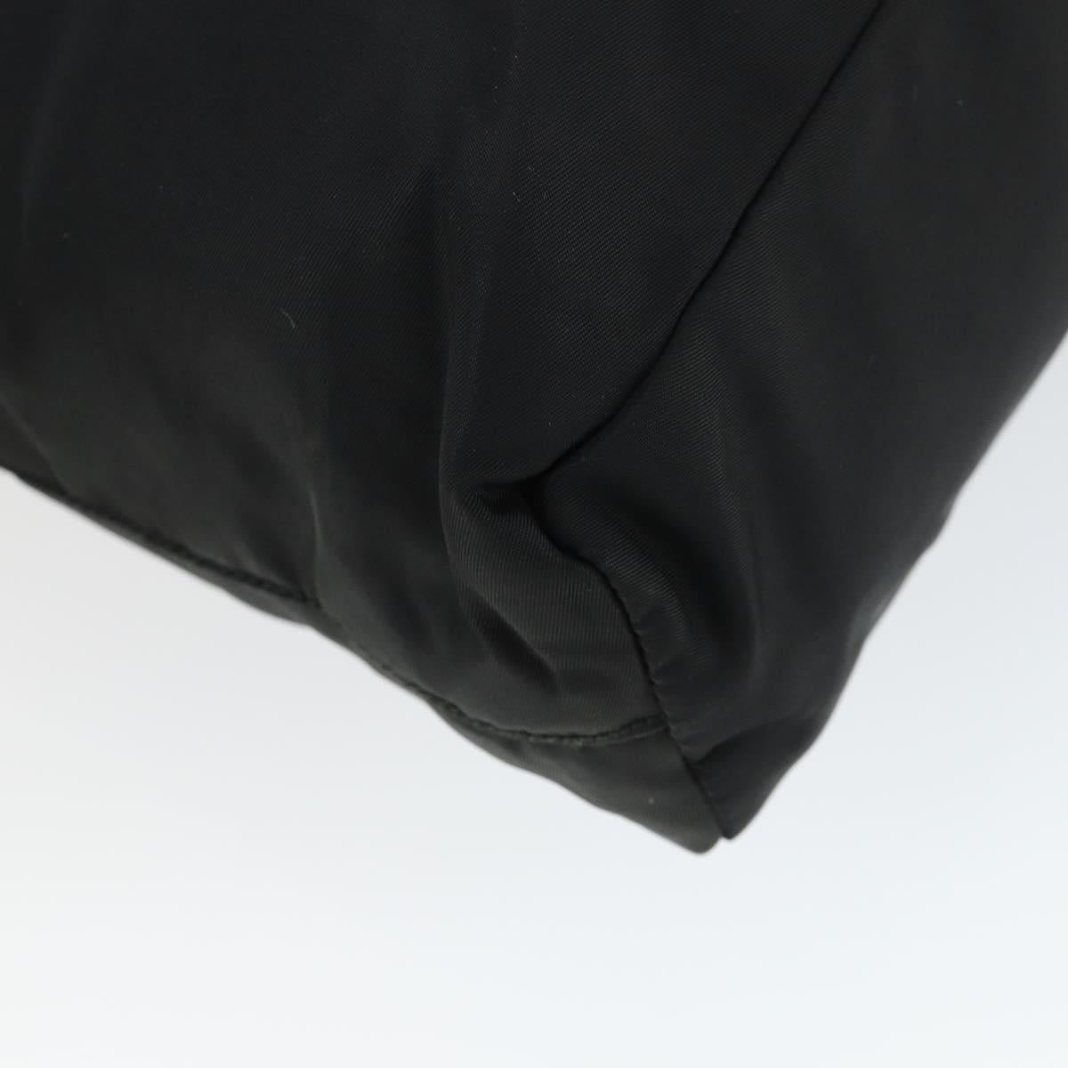 PRADA Tote Bag Nylon Black Silver Auth 164914