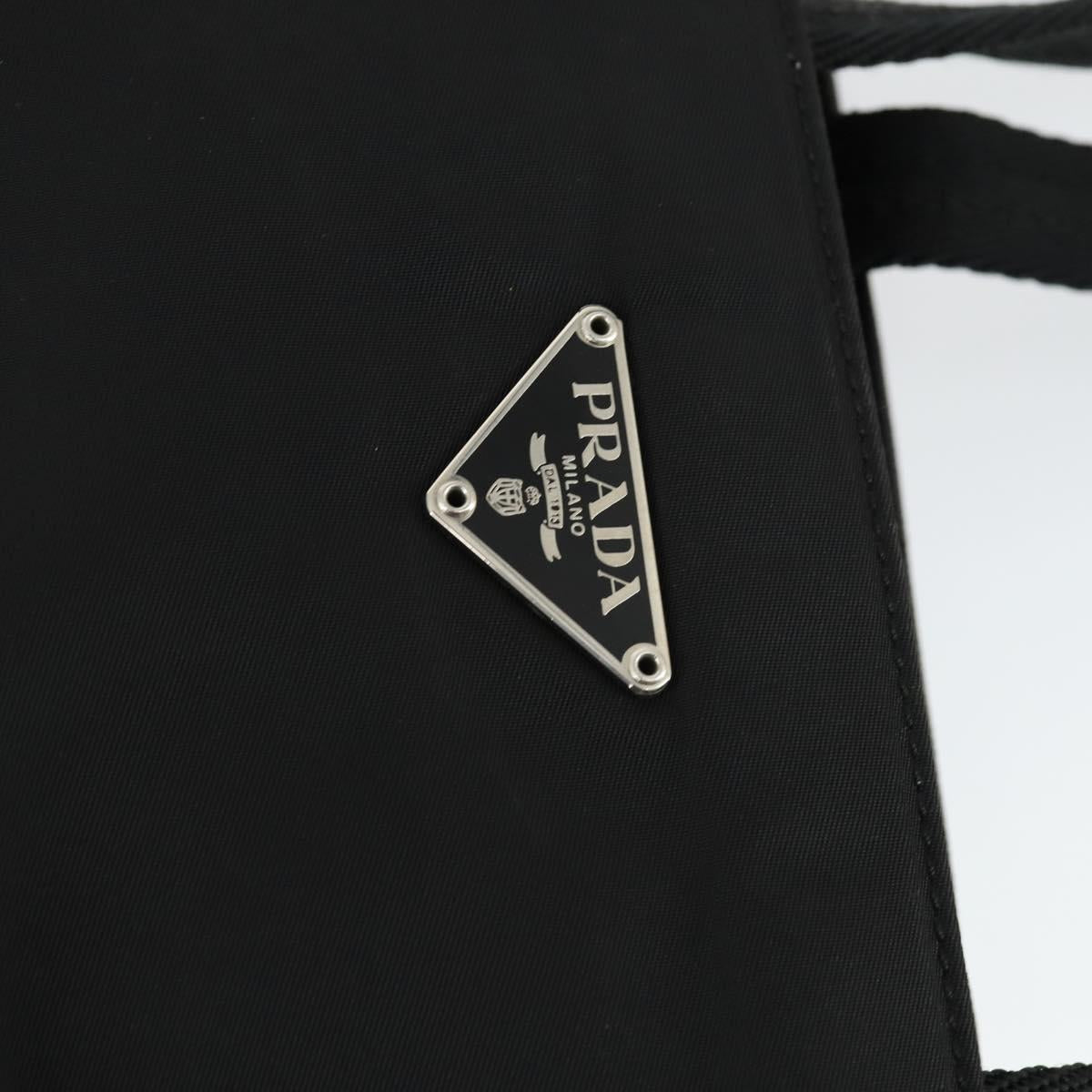 PRADA Tote Bag Nylon Black Silver Auth 164914