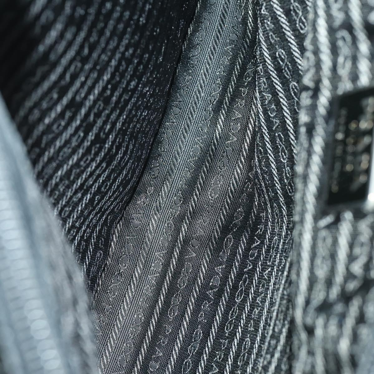 PRADA Tote Bag Nylon Black Silver Auth 164914