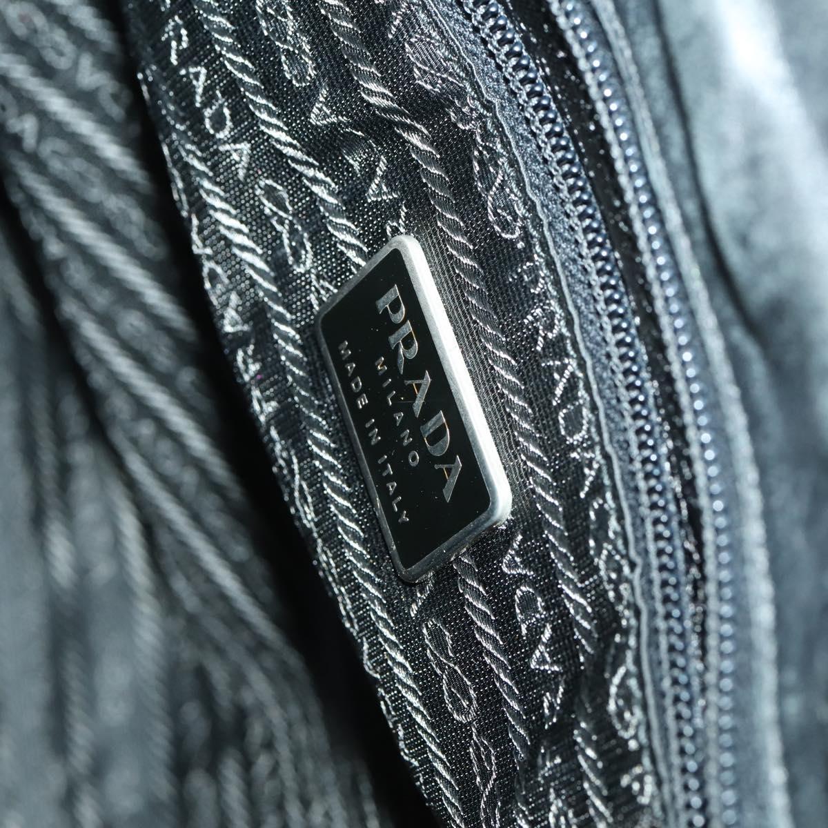 PRADA Tote Bag Nylon Black Silver Auth 164914