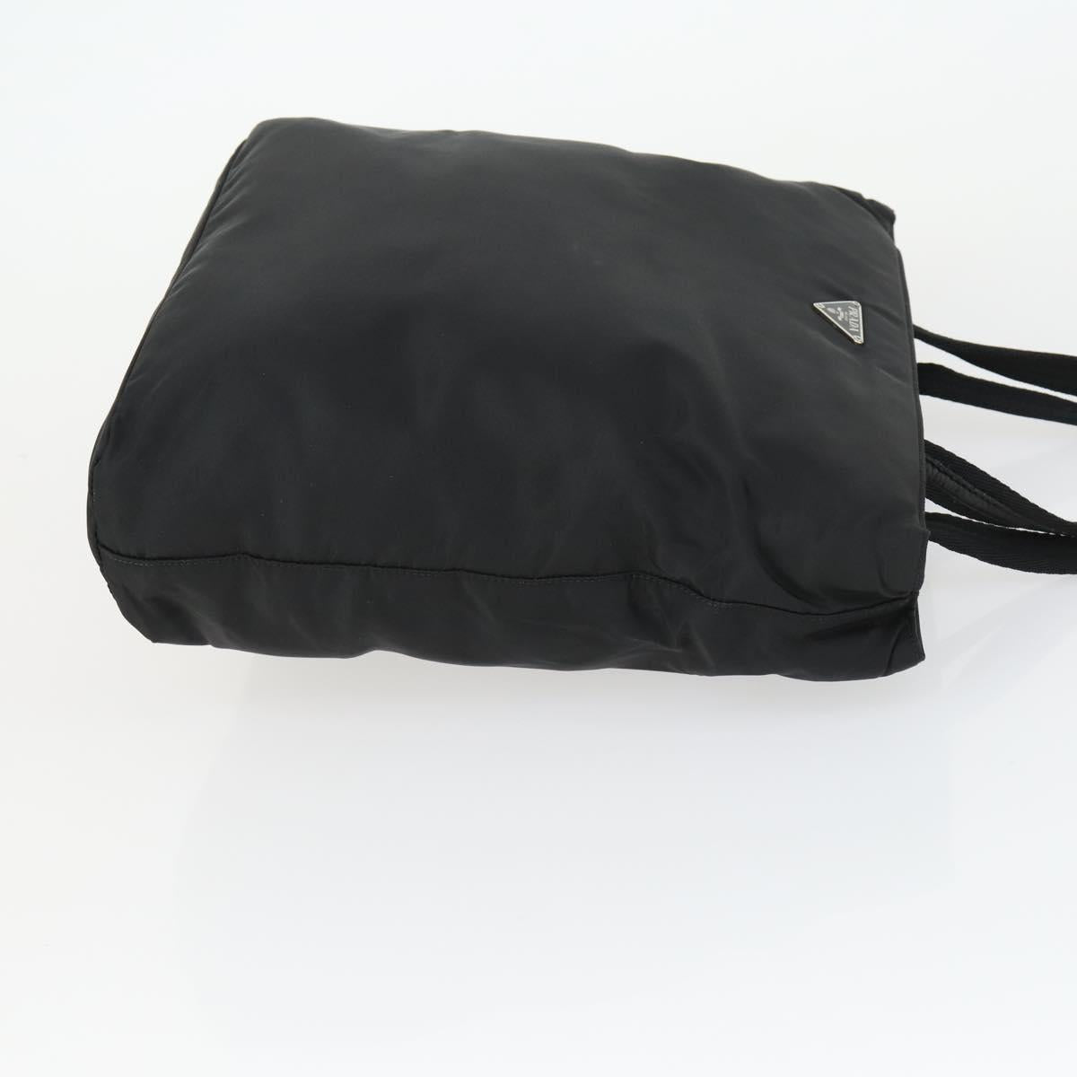 PRADA Tote Bag Nylon Black Silver Auth 164914