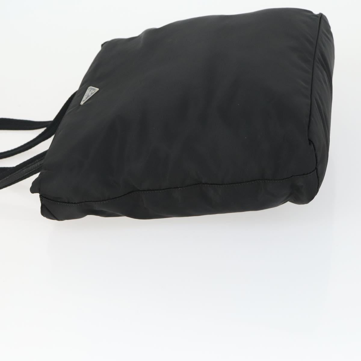 PRADA Tote Bag Nylon Black Silver Auth 164914