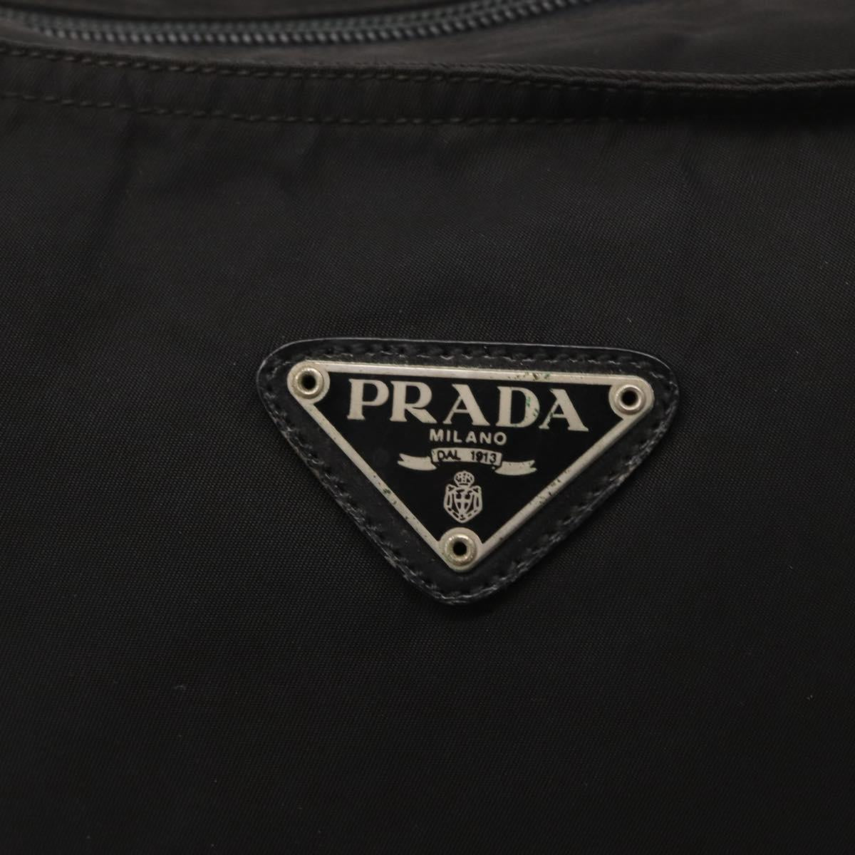 PRADA Shoulder Bag Nylon Black Silver Auth 164915