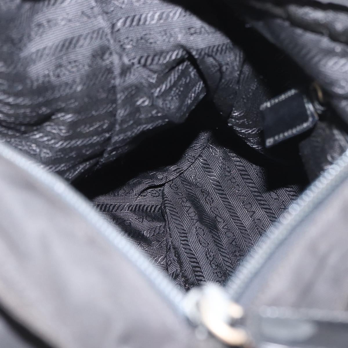 PRADA Shoulder Bag Nylon Black Silver Auth 164915
