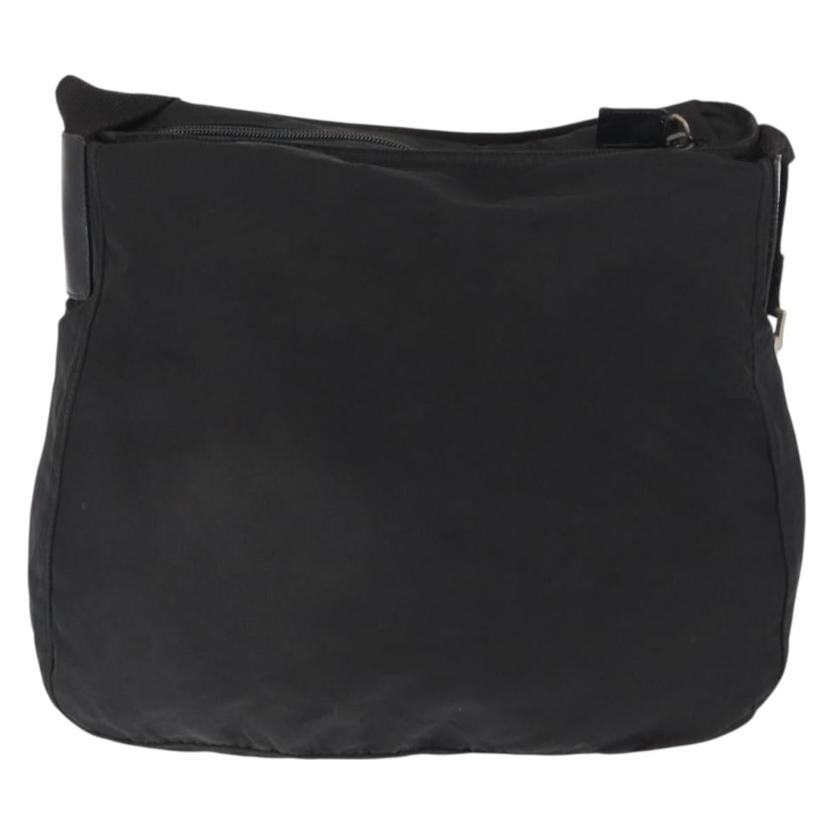 PRADA Shoulder Bag Nylon Black Silver Auth 164915