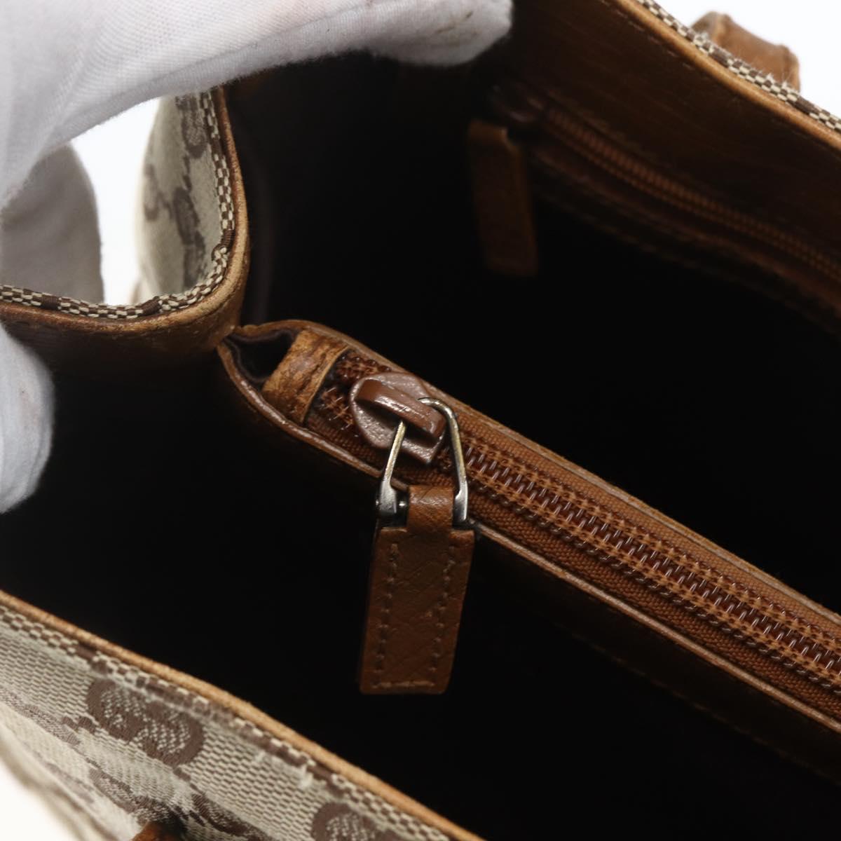 GUCCI GG Canvas Bamboo Hand Bag Beige 112526 Auth 164925