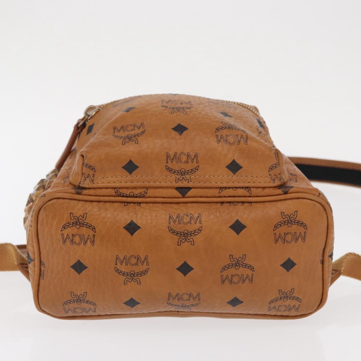 MCM Logogram Vicetos Backpack PVC Leather Brown Gold Auth 164927
