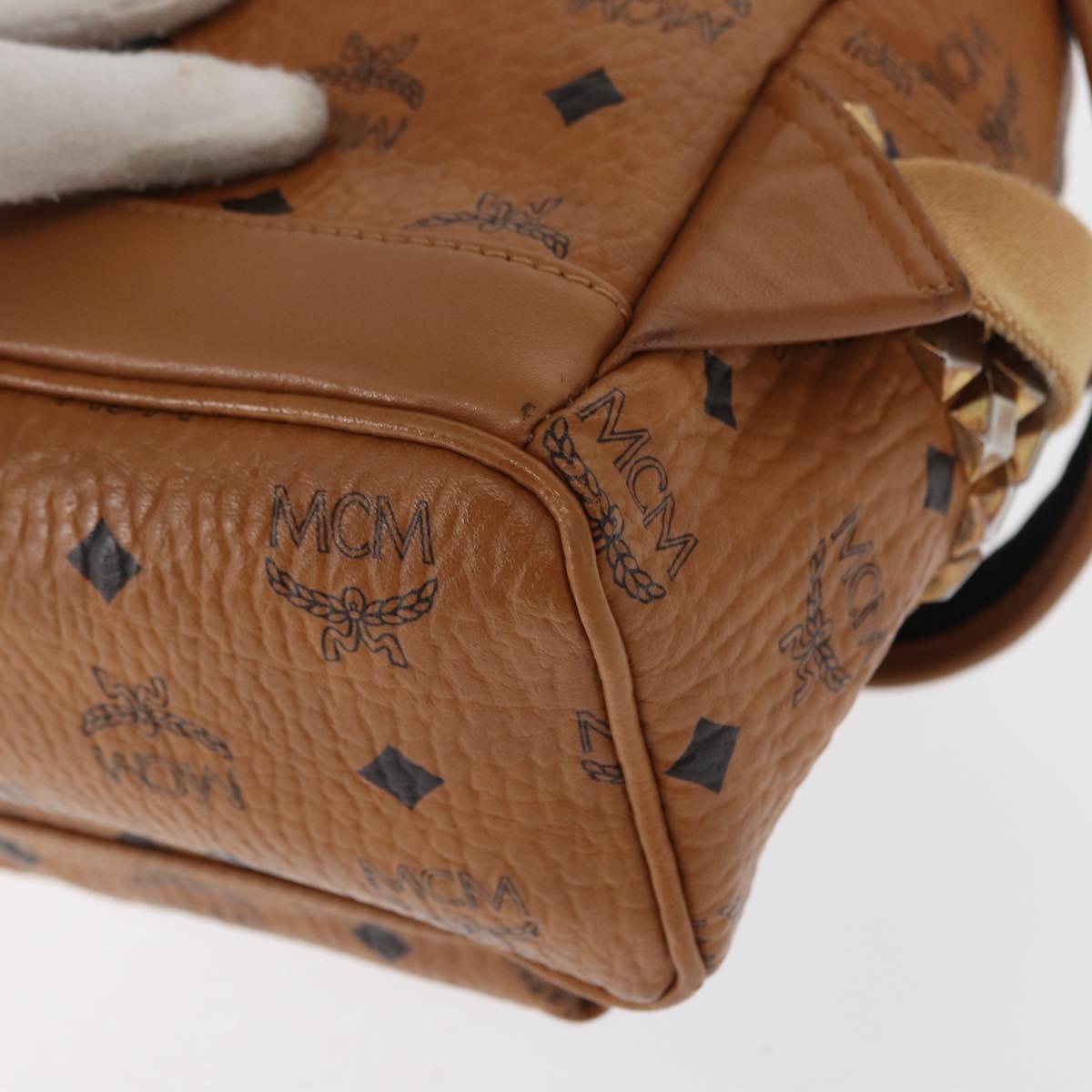 MCM Logogram Vicetos Backpack PVC Leather Brown Gold Auth 164927