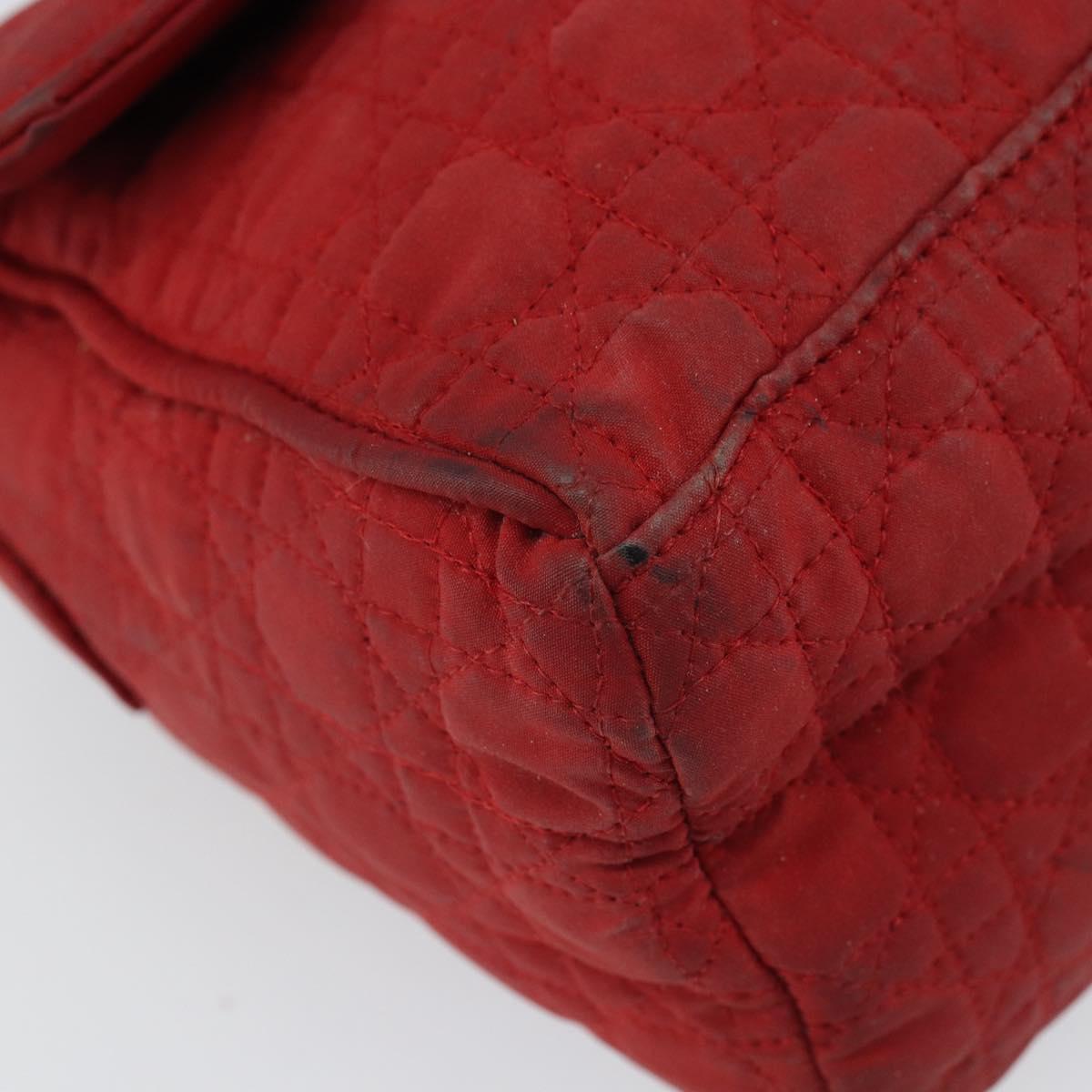 Christian Dior Canage Shoulder Bag Red Gold Auth 164930