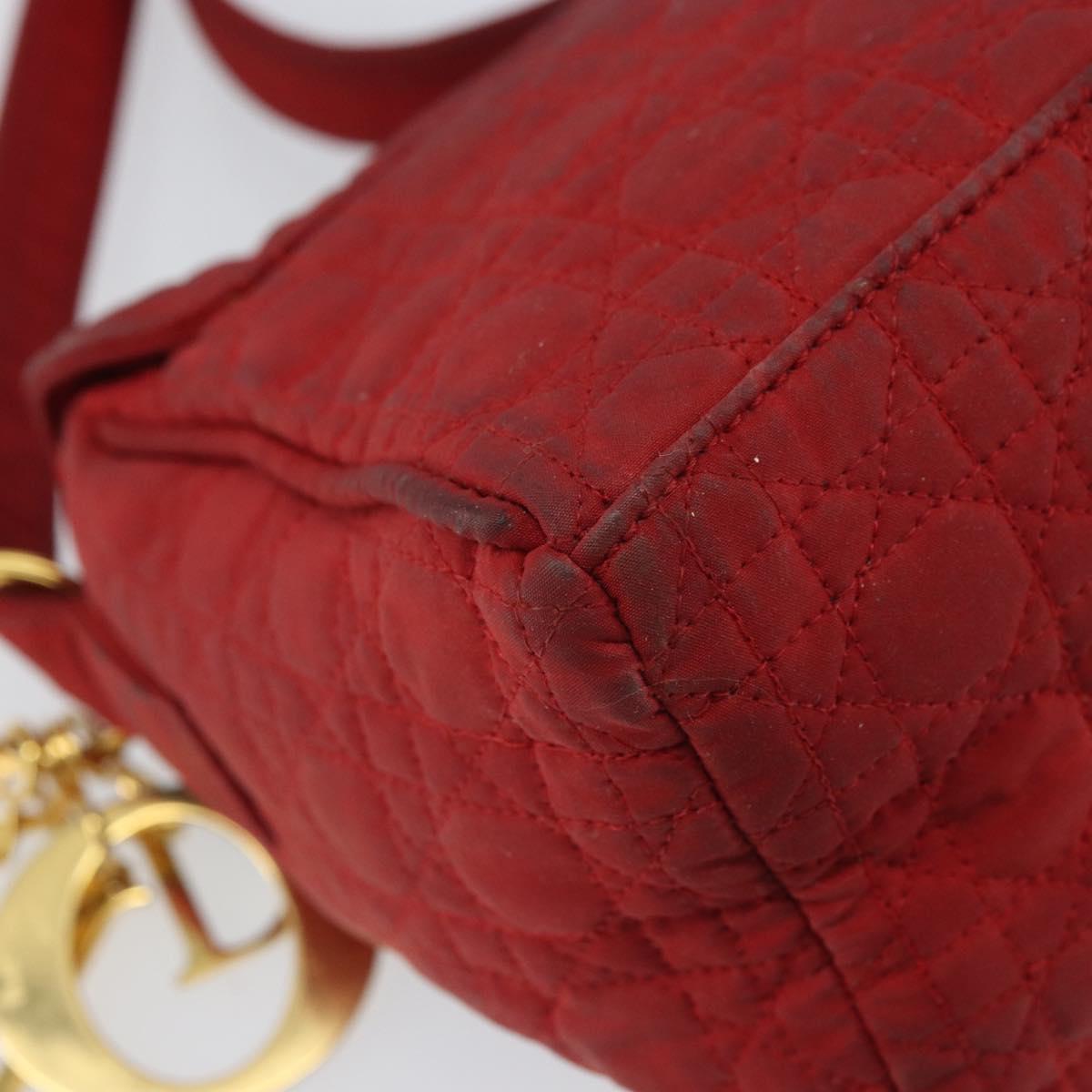 Christian Dior Canage Shoulder Bag Red Gold Auth 164930