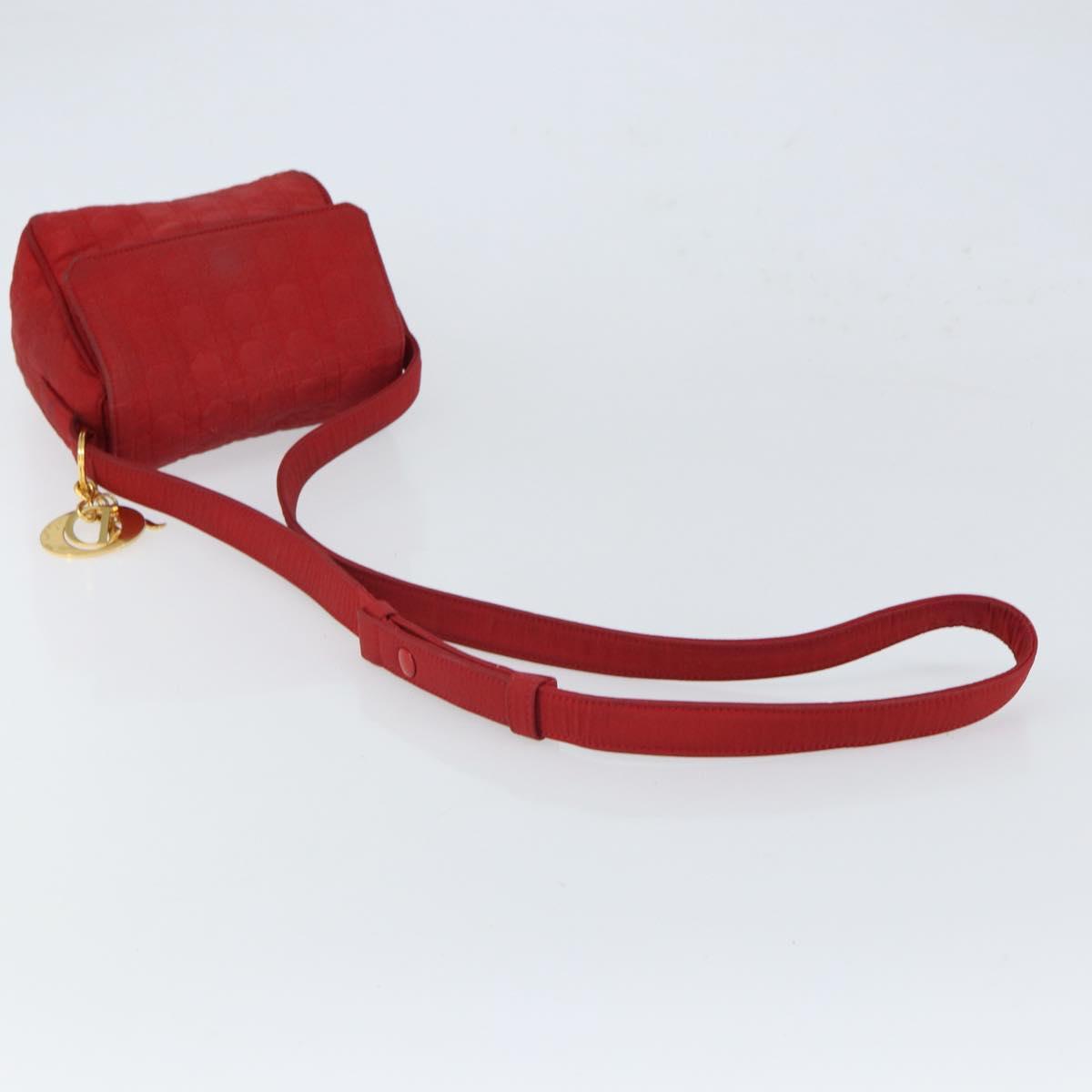 Christian Dior Canage Shoulder Bag Red Gold Auth 164930