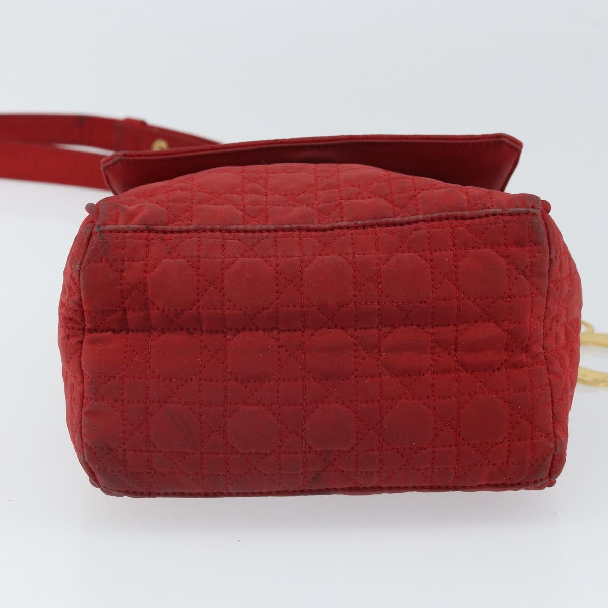 Christian Dior Canage Shoulder Bag Red Gold Auth 164930