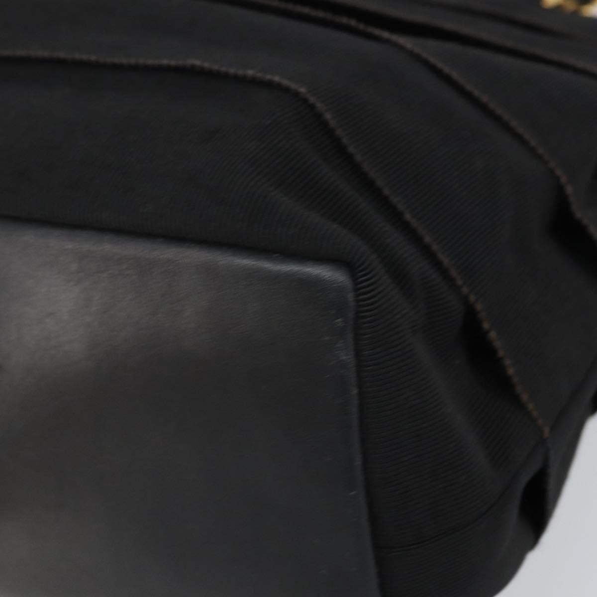 Salvatore Ferragamo Vala Chain Tote Bag Canvas Black Gold Auth 164931