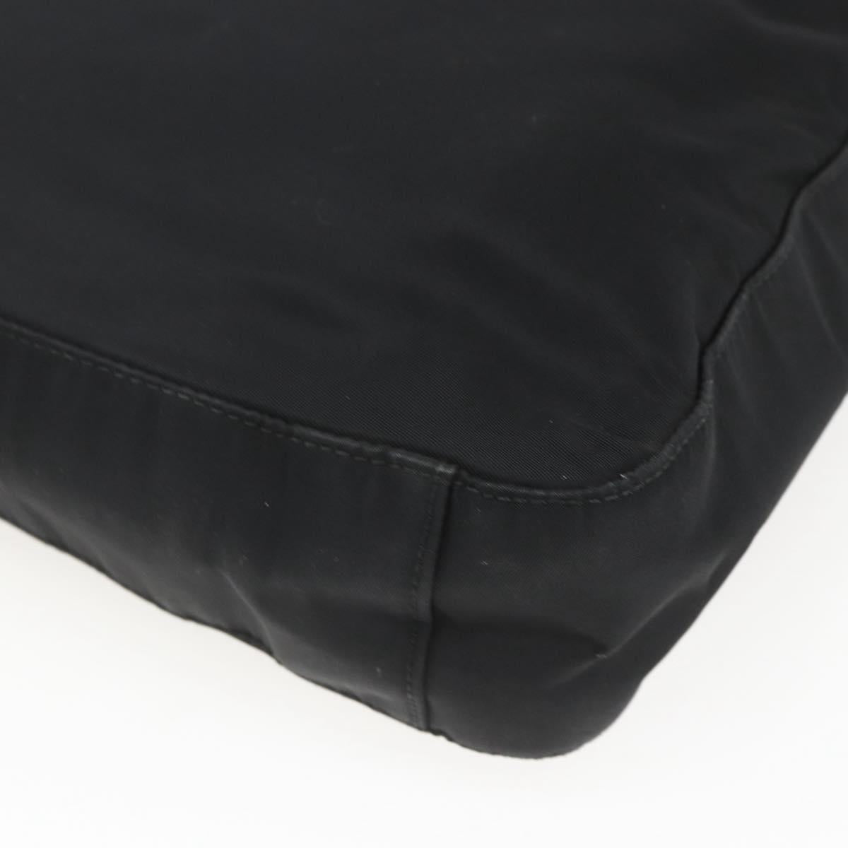 PRADA Shoulder Bag Nylon Black Silver Auth 164933