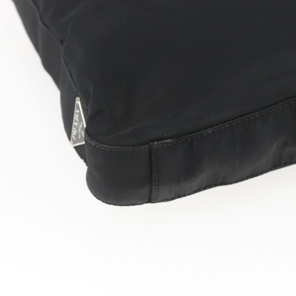 PRADA Shoulder Bag Nylon Black Silver Auth 164933