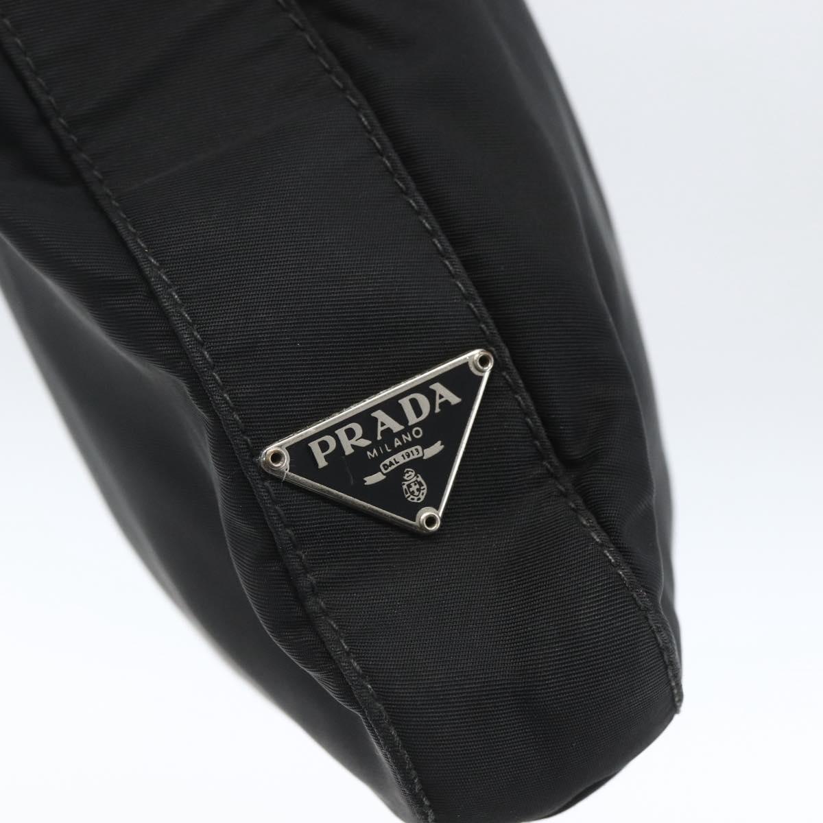 PRADA Shoulder Bag Nylon Black Silver Auth 164933