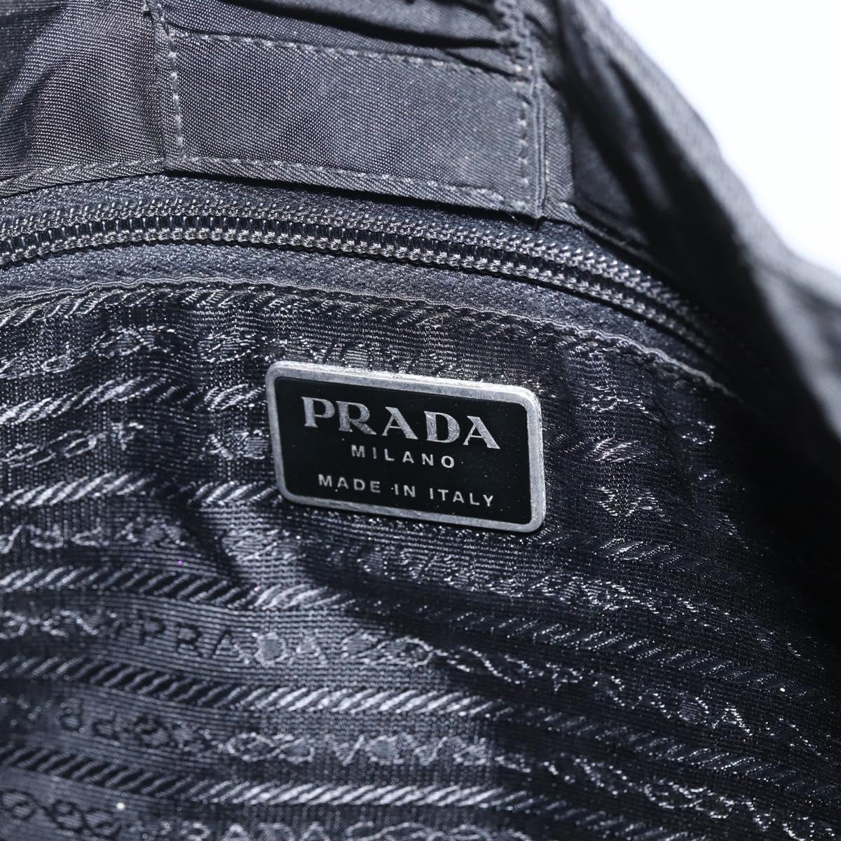 PRADA Shoulder Bag Nylon Black Silver Auth 164933