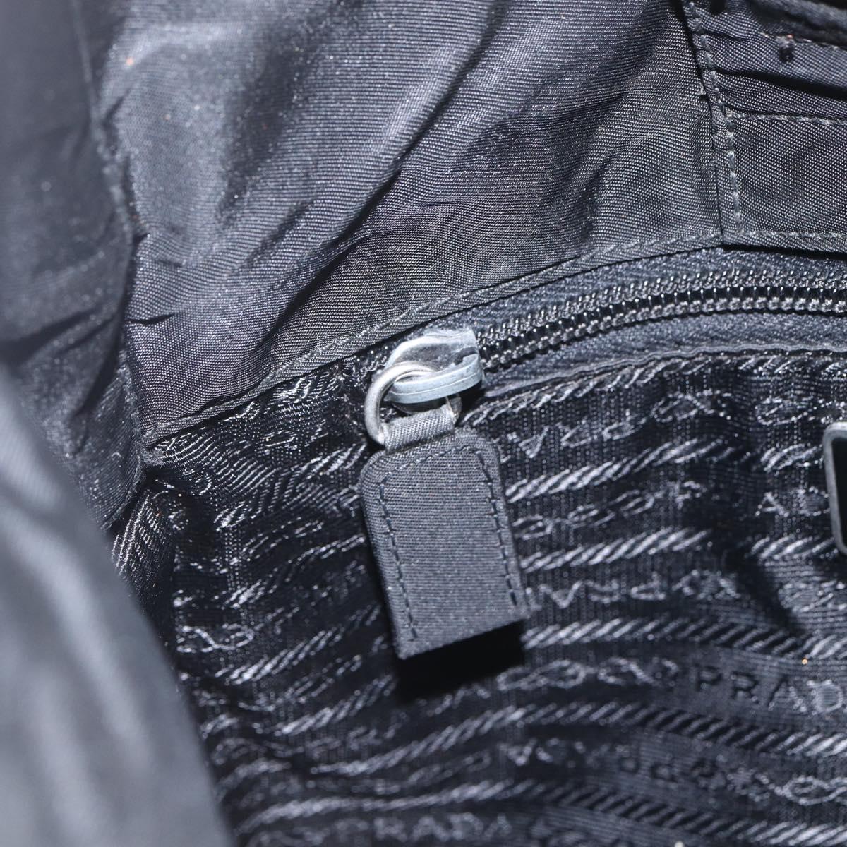 PRADA Shoulder Bag Nylon Black Silver Auth 164933