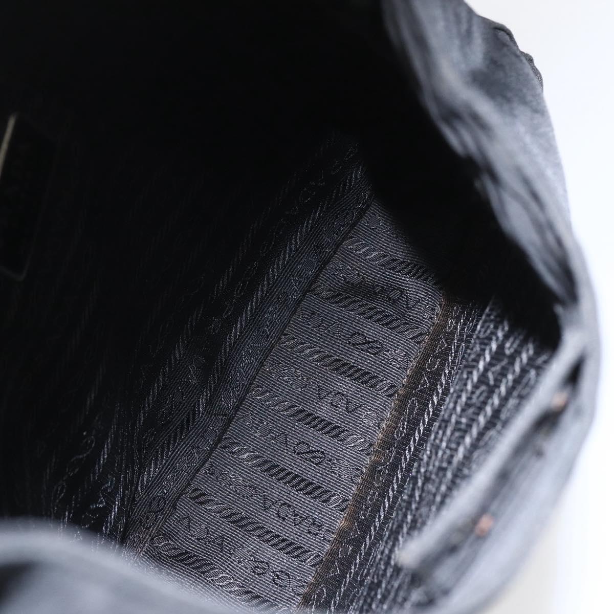 PRADA Shoulder Bag Nylon Black Silver Auth 164933