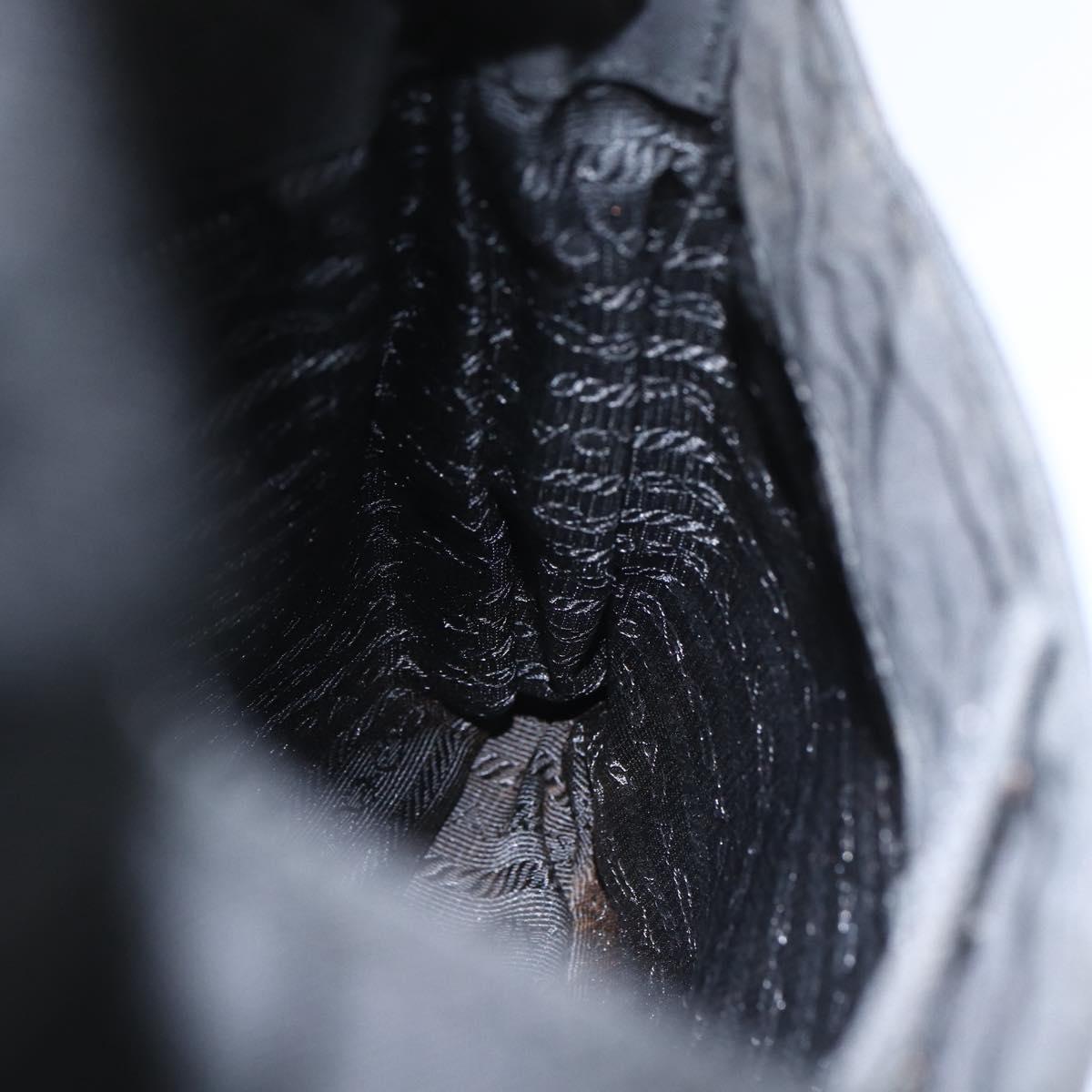 PRADA Shoulder Bag Nylon Black Silver Auth 164933