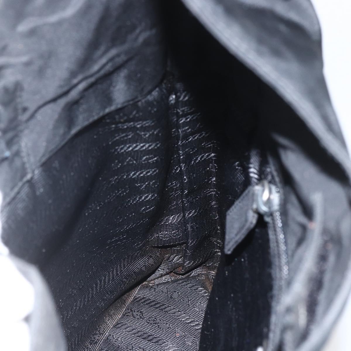 PRADA Shoulder Bag Nylon Black Silver Auth 164933