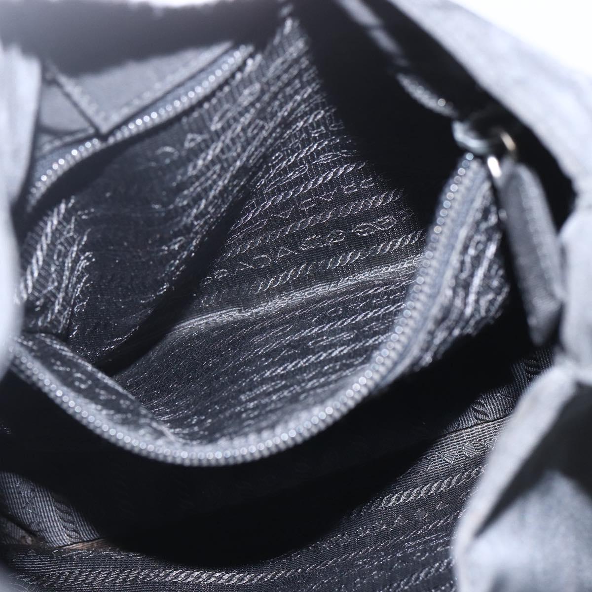 PRADA Shoulder Bag Nylon Black Silver Auth 164933