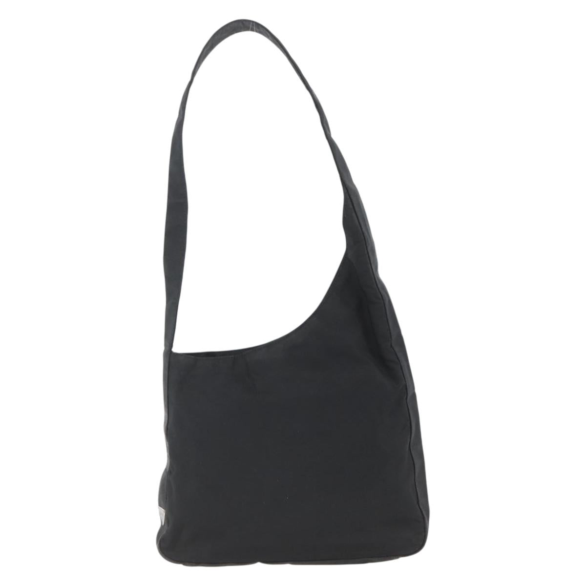 PRADA Shoulder Bag Nylon Black Silver Auth 164933