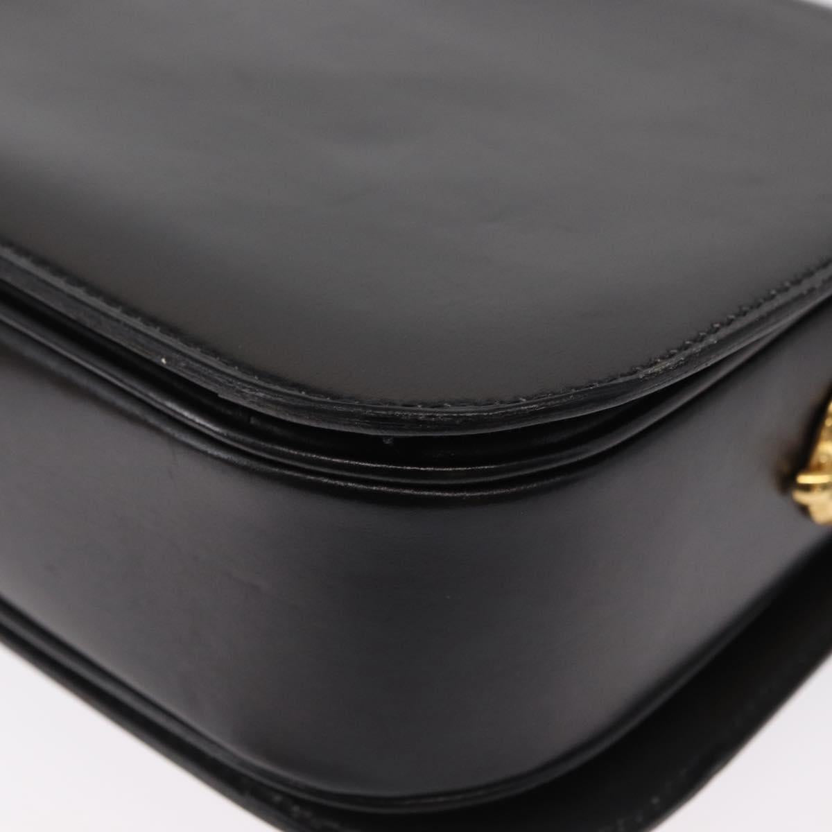 CELINE Shoulder Bag Leather Black Gold Auth 164937