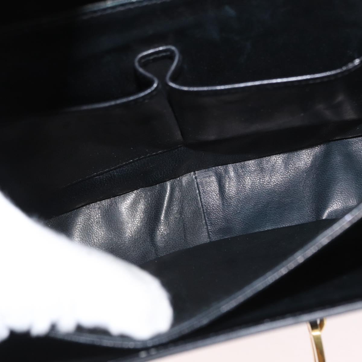 CELINE Shoulder Bag Leather Black Gold Auth 164937