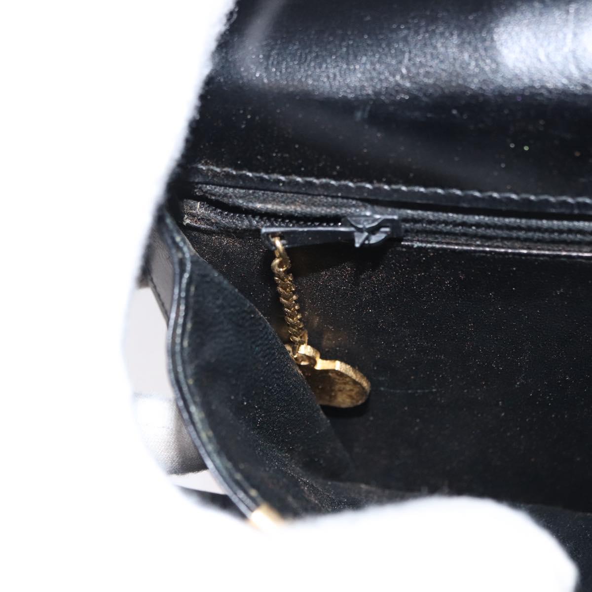 CELINE Shoulder Bag Leather Black Gold Auth 164937