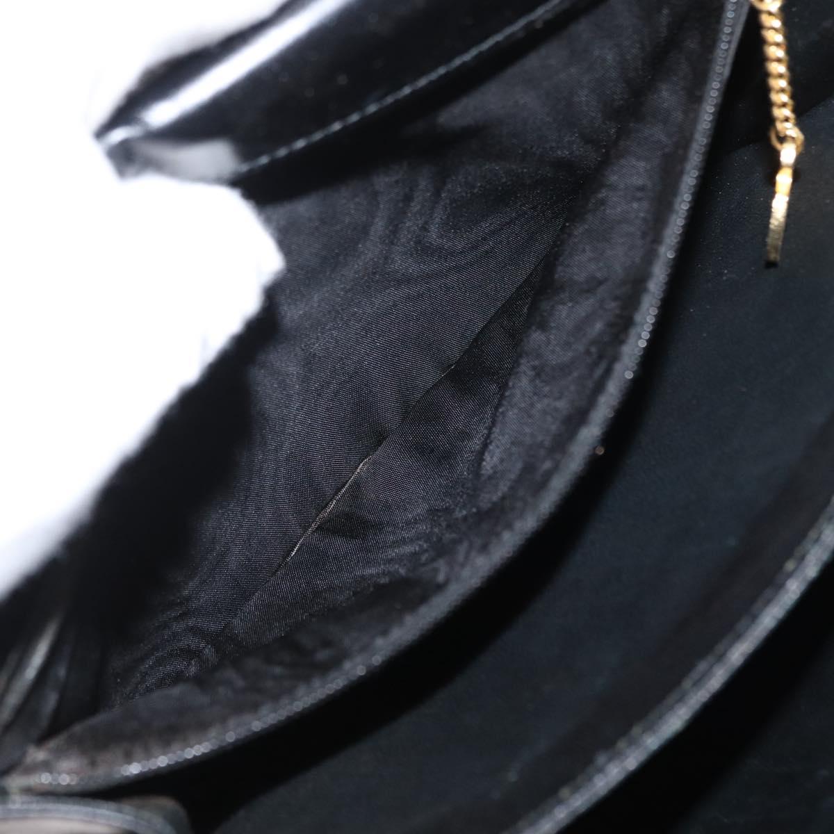 CELINE Shoulder Bag Leather Black Gold Auth 164937