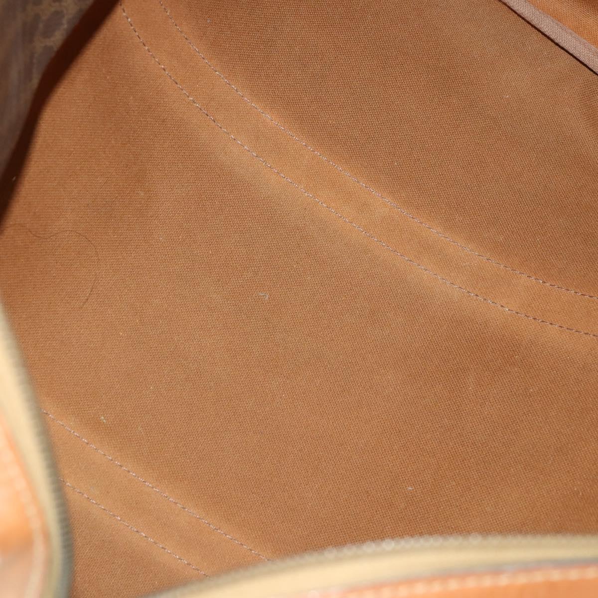 CELINE Macadam Canvas Boston Bag PVC Leather Brown Gold Auth 164941