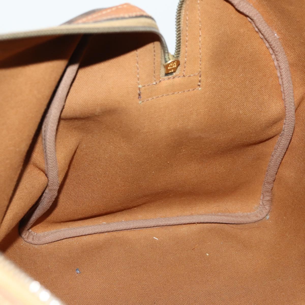 CELINE Macadam Canvas Boston Bag PVC Leather Brown Gold Auth 164941