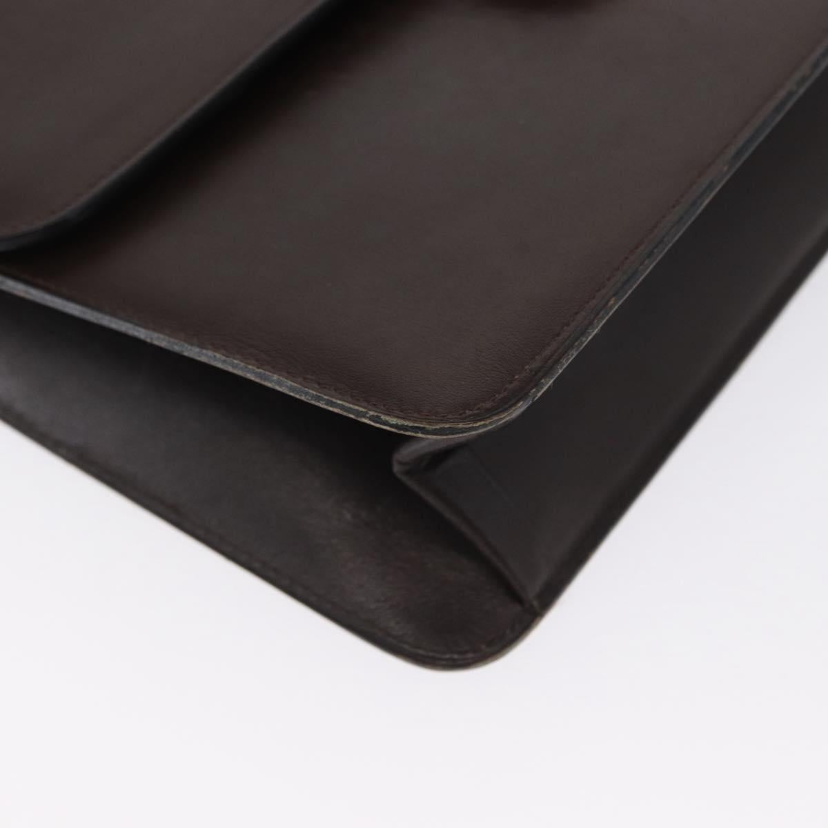 CHANEL Chain Shoulder Bag Leather Brown Gold CC Auth 164942