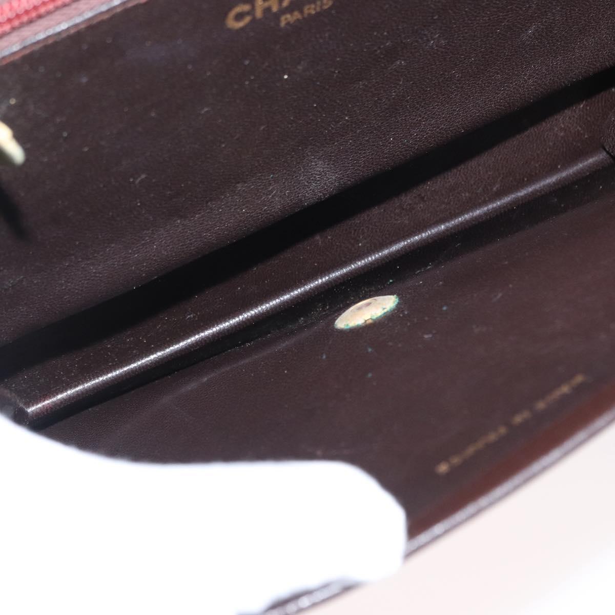 CHANEL Chain Shoulder Bag Leather Brown Gold CC Auth 164942