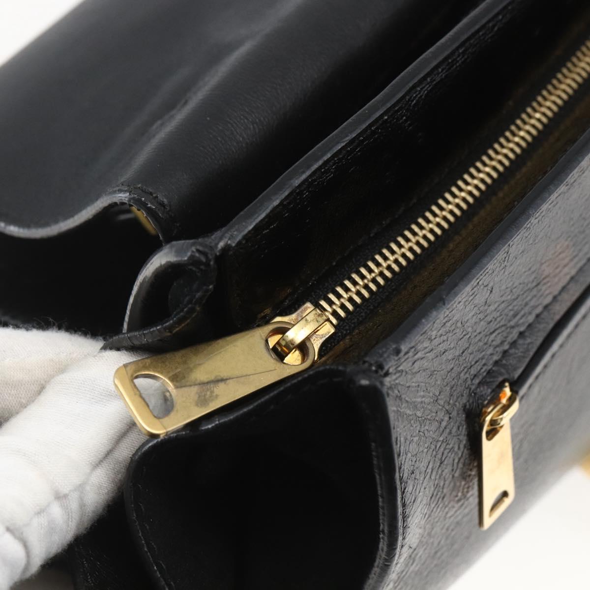 CELINE Trapeze Hand Bag Leather Suede Black Gold Auth 164944