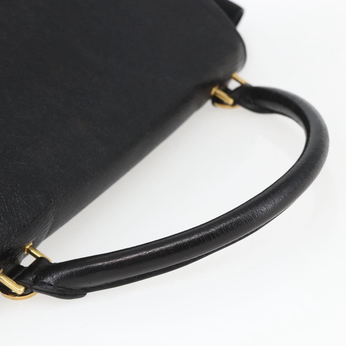 CELINE Trapeze Hand Bag Leather Suede Black Gold Auth 164944