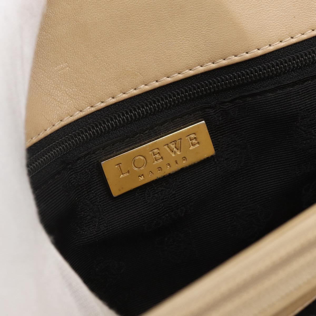 LOEWE Tote Bag Nappa leather Beige Gold Auth 164948
