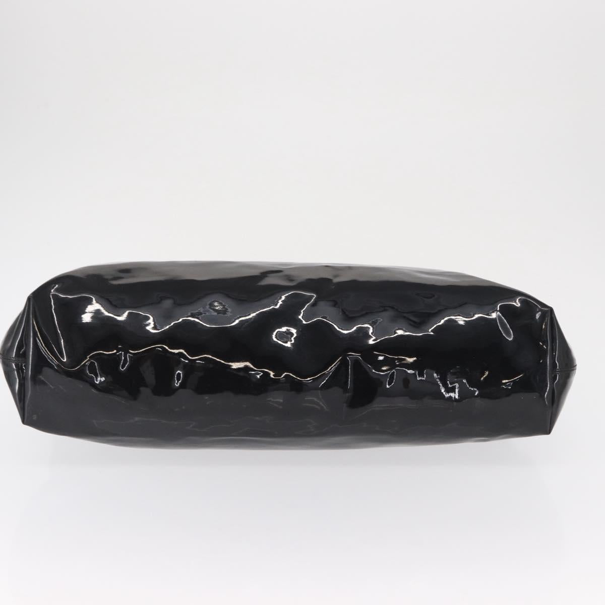 CELINE Circle Hand Bag Patent leather Black Silver Auth 164952